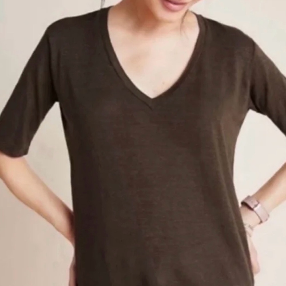 Velvet by Graham & Spencer Stefani Soft White Linen Tee, size M - Picture 7 of 8